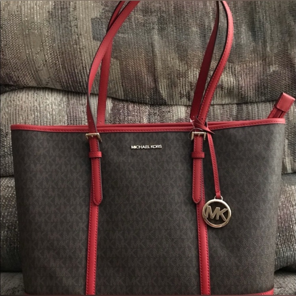 Michael Kors red/brown tote.